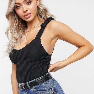 Missguided Black Tie Strap Bodysuit